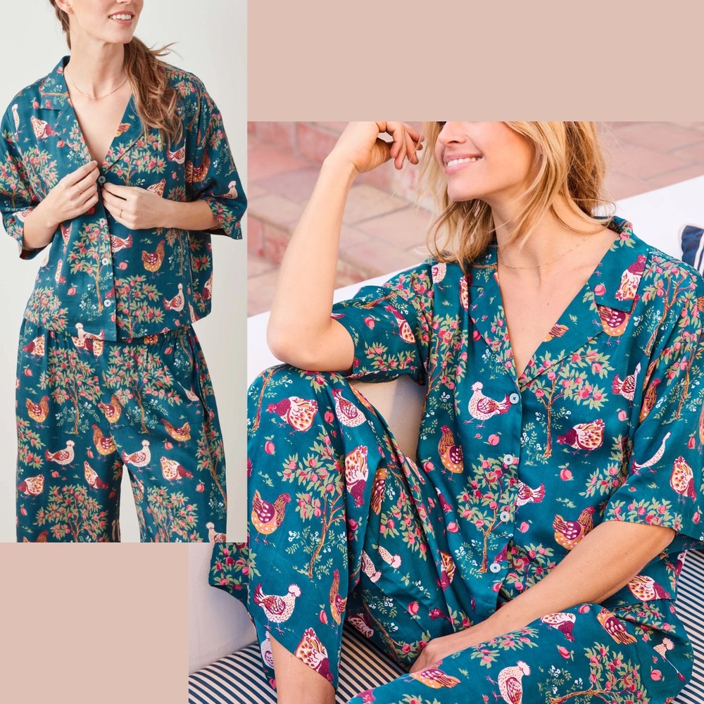NWT $198 Printfresh‎ [ Small Tall ] Eco Satin Wildest Dreams Set Hen House T2164 - Picture 2 of 16